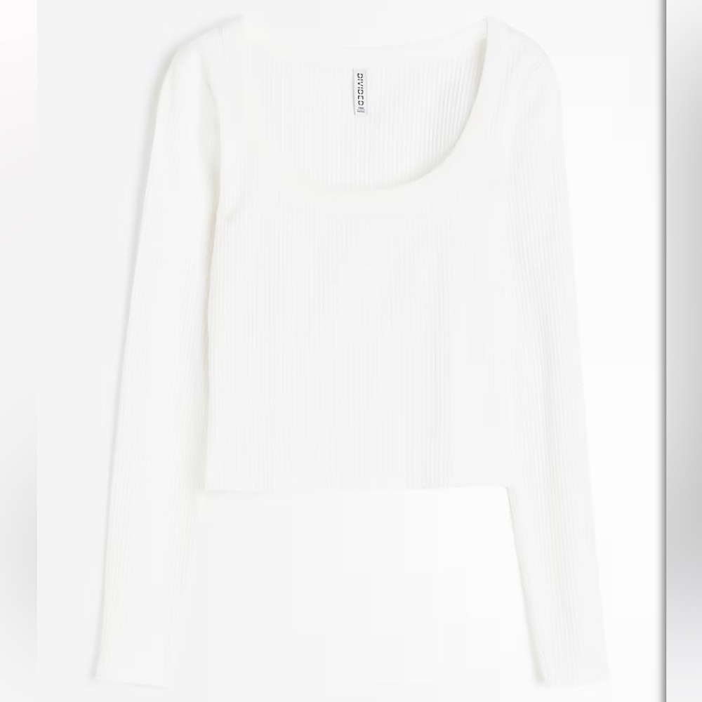 NWT! H&M Divided Ribbed Fitted Scoop-neck Long Sleeve - S